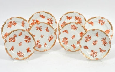 8 Herend Fortuna Rust China Bread & Butter Plates