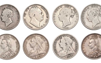 8x UK Silver Halfcrowns, comprising: George IV, 1828 key date,...