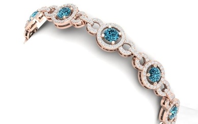 9 ctw SI/I Intense Blue Diamond Bracelet 18K Rose Gold