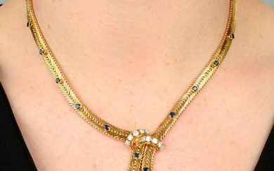 A 1960s 18ct gold sapphire and diamond necklace, by