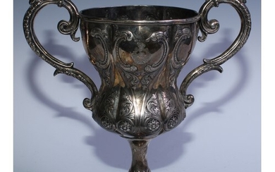 A 19th century Anglo-Indian silver inverted ogee pedestal mi...