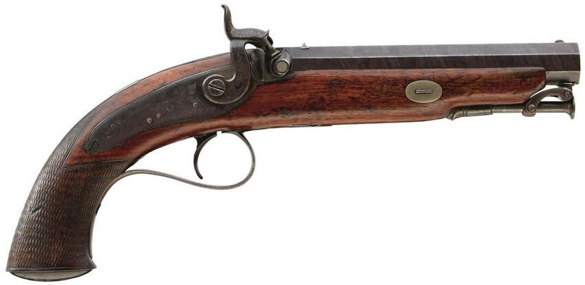 A 28-BORE PERCUSSION OFFICER'S PISTOL BY HOLLIS OF
