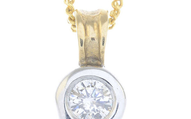 A 9ct gold brilliant-cut diamond single-stone pendant, with 9ct gold chain.