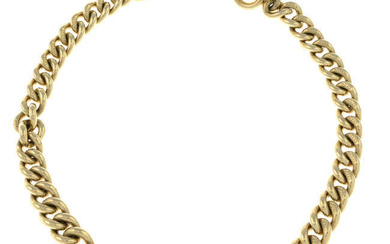 A 9ct gold graduated curb-link bracelet.