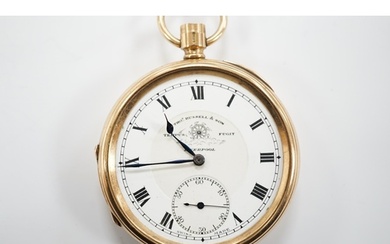 A 9ct gold open face pocket watch by Thomas Russell & Sons o...