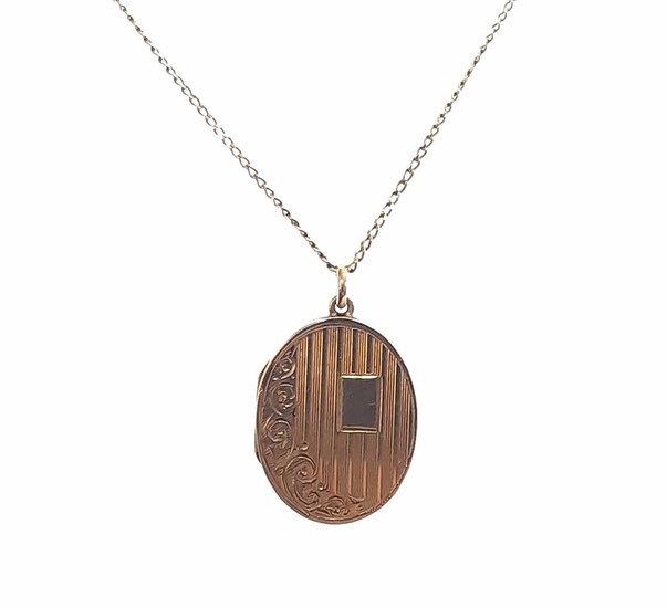 A 9ct gold picture locket with chain