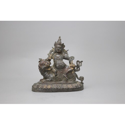 A Bronze Bodhisattva on a Seated Lion, 17th century, six cha...