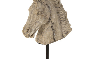 A Cast Stone Head of a Horse