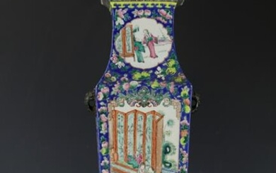 A Chinese Famille Rose Square Porcelain Big Vase