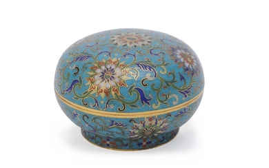 A Chinese cloisonné circular box and cover