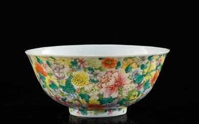 A Chinese famille rose 'mille fleur' bowl, Republic period