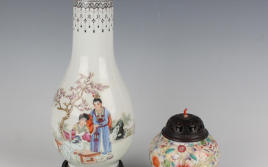 A Chinese famille rose millefleurs porcelain pot, mark of Guangxu but Republic period, of squat glob