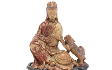 A Chinese soapstone figure of Guanyin