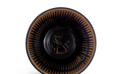 A Cizhou black-glazed russet-striped bowl, Jin dynasty 金 磁州窰黑釉鐵鏽斑盌