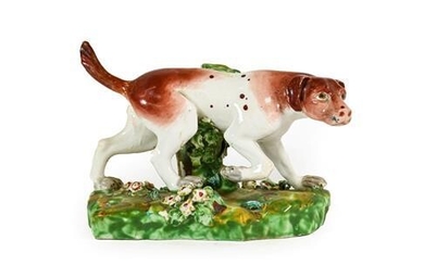 A Derby Porcelain Figure of a Hound, circa 1790, on...