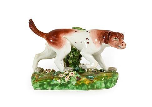 A Derby Porcelain Figure of a Hound, circa 1790, on...