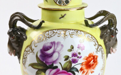 A Dresden porcelain covered urn