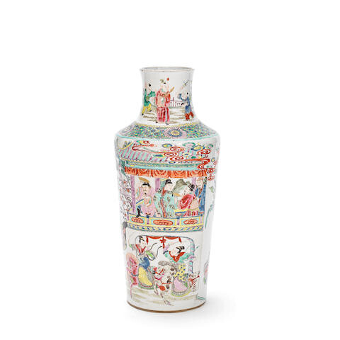 A FAMILLE ROSE 'GENERALS OF THE YANG FAMILY' VASE