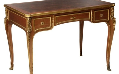 A FINE QUALITY FRENCH DESK WITH ORMOLU BACCHUS MOUNTS