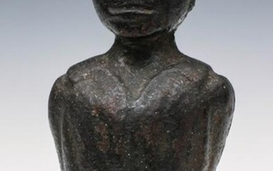 A FOLKY 19TH C. IRON AFRICAN AMERICAN MALE BUST FINIAL