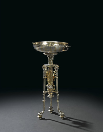 A FRENCH GILT AND SILVER-ELCTROPLATED BRONZE GUERIDON, BY CHRISTOFLE ET CIE, PARIS, DATED 1870-1873