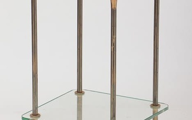 A French brass and glass two tier table C 1950