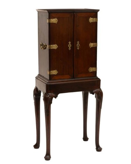 A George II walnut collector s cabinet on stand