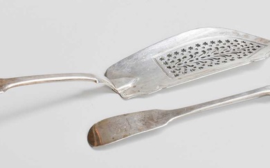 A George III Irish Silver Cheese-Scoop and a William IV...