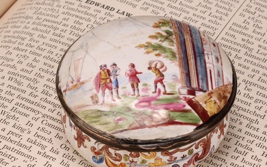 A George III South Staffordshire enamel circular table snuff...
