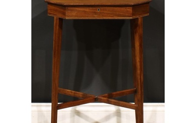A George III mahogany canted rectangular work table, hinged ...