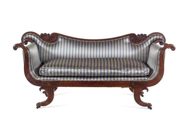 A George IV Brass Mounted Carved and Figured Mahogany Sofa