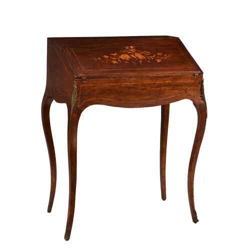 A Louis XV style walnut and marquetry bonheur du jour, 19th ...