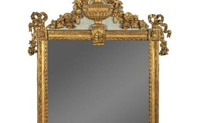A Louis XVI Style Giltwood Mirror Height 65 x width 40