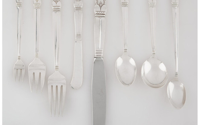 A Ninety-Eight Piece Frank M. Whiting & Co. Princess Ingrid Pattern Silver Flatware Service (1945)