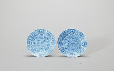 A PAIR OF BLUE AND WHITE PORCELAIN DISHES