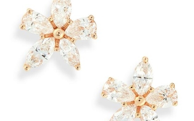 A PAIR OF VICTORIA DIAMOND MIXED CLUSTER EARRINGS