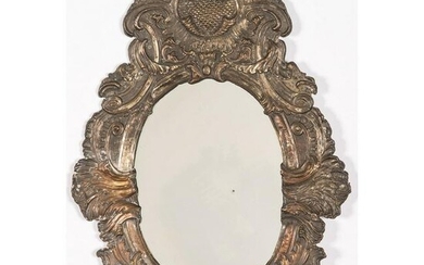A Pair of Continental Embossed Metal Mirrors