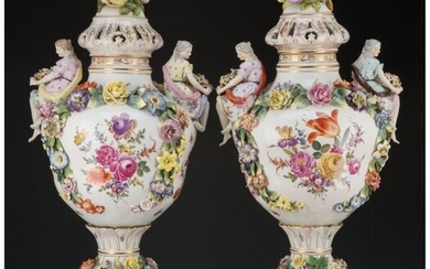 A Pair of Large Thieme Potschappel Porcelain Cov