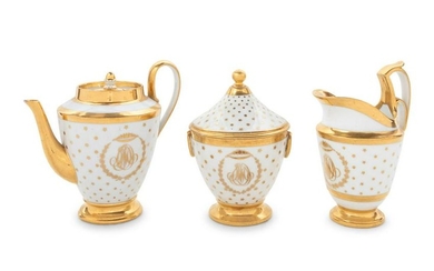 A Paris Porcelain Three-Piece Tea Service