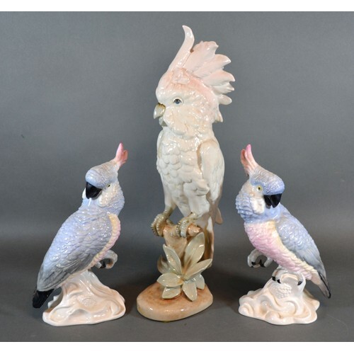 A Royal Dux Porcelain Model of a Cockatoo, 42 cms tall toget...