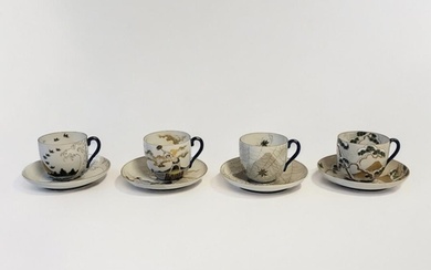 A SET OF FOUR EARLY 20TH CENTURY JAPANESE EGGSHELL PORCELAI...