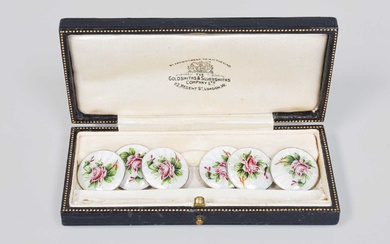 A Set of Six George V Silver and Enamel Buttons,...
