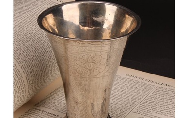 A Swedish silver flared beaker, wrigglework engraved with fl...