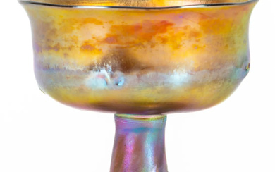 A TIFFANY FAVRILE GLASS GOBLET