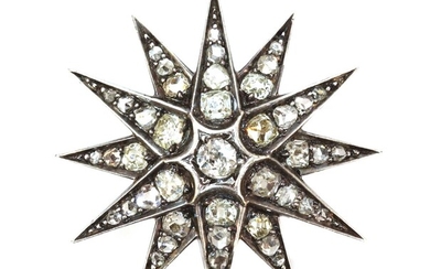 A Victorian diamond set star brooch, c.1890