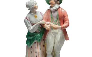 A Vienna porcelain figure of a couple, possibly emblematic of Summer, Circa 1760