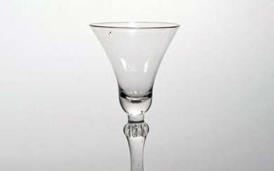 A balustroid wine glass c.1740, with a generous bell bowl...