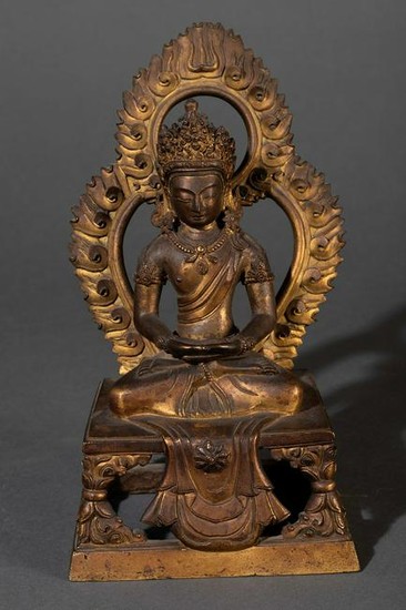 A bronze Usnisavijaya, China, Qing Dynasty