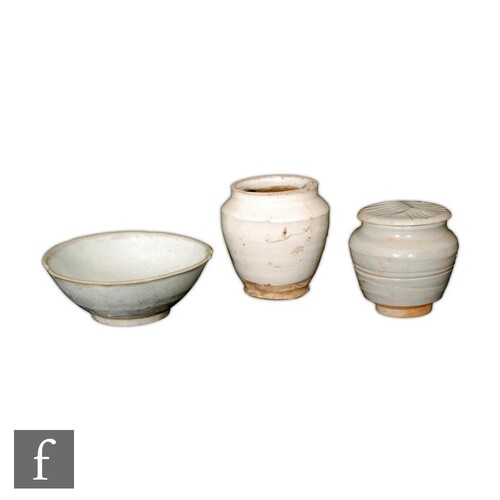 A collection of Chinese Qingbai glazed items, Yuan/Ming Dyna...