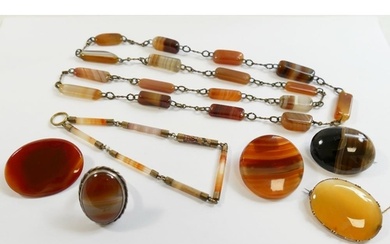 A collection of Victorian and later banded agate and hardsto...